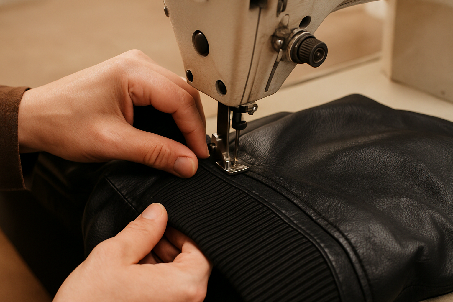 How to Attach cuffs and waistbands in leather Jackets